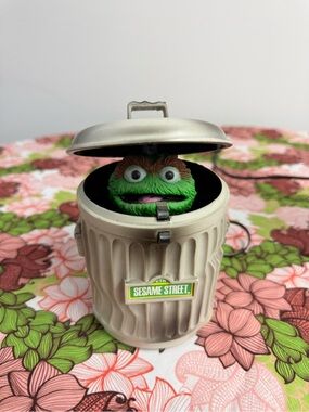 Vintage Sesame Street Trash Can Toy with radio